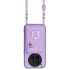 For vivo X200 Ultra Organ Card Bag Ring Holder Phone Case with Long Lanyard(Purple) - 2