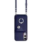 For vivo V50 Lite 5G Organ Card Bag Ring Holder Phone Case with Long Lanyard(Blue) - 2