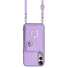 For vivo V50 Lite 5G Organ Card Bag Ring Holder Phone Case with Long Lanyard(Purple) - 2