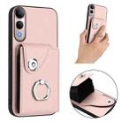 For vivo V50 Lite 5G Organ Card Bag Ring Holder Phone Case with Long Lanyard(Pink) - 3
