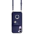 For vivo V40 Lite 5G IDN Organ Card Bag Ring Holder Phone Case with Long Lanyard(Blue) - 2