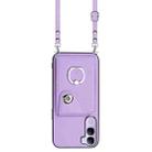 For vivo V40 Lite 5G IDN Organ Card Bag Ring Holder Phone Case with Long Lanyard(Purple) - 2