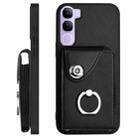 For vivo V40 Lite 5G IDN Organ Card Bag Ring Holder Phone Case with Long Lanyard(Black) - 3