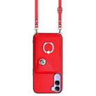 For vivo V40 Lite 5G IDN Organ Card Bag Ring Holder Phone Case with Long Lanyard(Red) - 2