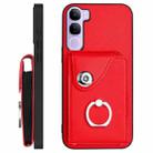 For vivo V40 Lite 5G IDN Organ Card Bag Ring Holder Phone Case with Long Lanyard(Red) - 3