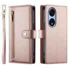 For OPPO A1 Pro / Reno8 T 5G Nine Card-slot Zipper Wallet Bag Leather Phone Case(Pink) - 2