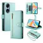 For OPPO A1 Pro / Reno8 T 5G Nine Card-slot Zipper Wallet Bag Leather Phone Case(Mint Green) - 1