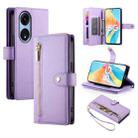 For OPPO A1 Pro / Reno8 T 5G Nine Card-slot Zipper Wallet Bag Leather Phone Case(Purple) - 1