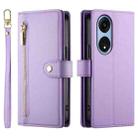 For OPPO A1 Pro / Reno8 T 5G Nine Card-slot Zipper Wallet Bag Leather Phone Case(Purple) - 2