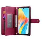 For OPPO A18 / A38 Nine Card-slot Zipper Wallet Bag Leather Phone Case(Red) - 3