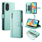 For OPPO A18 / A38 Nine Card-slot Zipper Wallet Bag Leather Phone Case(Mint Green) - 1