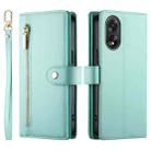 For OPPO A18 / A38 Nine Card-slot Zipper Wallet Bag Leather Phone Case(Mint Green) - 2