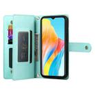 For OPPO A18 / A38 Nine Card-slot Zipper Wallet Bag Leather Phone Case(Mint Green) - 3