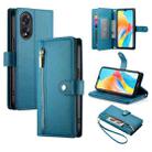 For OPPO A18 / A38 Nine Card-slot Zipper Wallet Bag Leather Phone Case(Blue) - 1