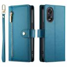 For OPPO A18 / A38 Nine Card-slot Zipper Wallet Bag Leather Phone Case(Blue) - 2