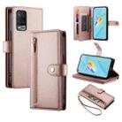 For OPPO A54 / A54s / A55 5G / A16s / A53s Nine Card-slot Zipper Wallet Bag Leather Phone Case(Pink) - 1