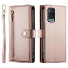 For OPPO A54 / A54s / A55 5G / A16s / A53s Nine Card-slot Zipper Wallet Bag Leather Phone Case(Pink) - 2