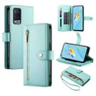 For OPPO A54 / A54s / A55 5G / A16s / A53s Nine Card-slot Zipper Wallet Bag Leather Phone Case(Mint Green) - 1