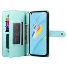 For OPPO A54 / A54s / A55 5G / A16s / A53s Nine Card-slot Zipper Wallet Bag Leather Phone Case(Mint Green) - 3