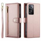 For OPPO A57 4G / A77 4G / A57s 4G / A77s 4G Nine Card-slot Zipper Wallet Bag Leather Phone Case(Pink) - 2