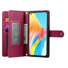 For OPPO A58 4G Nine Card-slot Zipper Wallet Bag Leather Phone Case(Red) - 3