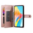 For OPPO A58 4G Nine Card-slot Zipper Wallet Bag Leather Phone Case(Pink) - 3