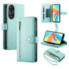 For OPPO A58 4G Nine Card-slot Zipper Wallet Bag Leather Phone Case(Mint Green) - 1