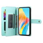 For OPPO A58 4G Nine Card-slot Zipper Wallet Bag Leather Phone Case(Mint Green) - 3