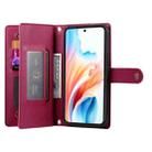 For OPPO A79 5G / A2x Nine Card-slot Zipper Wallet Bag Leather Phone Case(Red) - 3