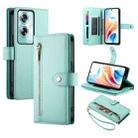 For OPPO A79 5G / A2x Nine Card-slot Zipper Wallet Bag Leather Phone Case(Mint Green) - 1