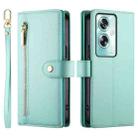 For OPPO A79 5G / A2x Nine Card-slot Zipper Wallet Bag Leather Phone Case(Mint Green) - 2