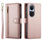 For OPPO Reno10 5G Global Nine Card-slot Zipper Wallet Bag Leather Phone Case(Pink) - 2