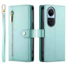 For OPPO Reno10 5G Global Nine Card-slot Zipper Wallet Bag Leather Phone Case(Mint Green) - 2