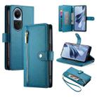 For OPPO Reno10 5G Global Nine Card-slot Zipper Wallet Bag Leather Phone Case(Blue) - 1