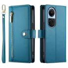 For OPPO Reno10 5G Global Nine Card-slot Zipper Wallet Bag Leather Phone Case(Blue) - 2