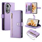 For OPPO Reno11 Global Nine Card-slot Zipper Wallet Bag Leather Phone Case(Purple) - 1