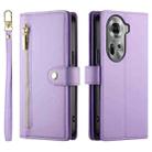 For OPPO Reno11 Global Nine Card-slot Zipper Wallet Bag Leather Phone Case(Purple) - 2