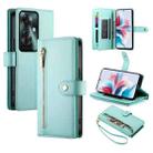 For OPPO Reno11 F Nine Card-slot Zipper Wallet Bag Leather Phone Case(Mint Green) - 1