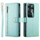 For OPPO Reno11 F Nine Card-slot Zipper Wallet Bag Leather Phone Case(Mint Green) - 2