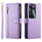 For OPPO Reno11 F Nine Card-slot Zipper Wallet Bag Leather Phone Case(Purple) - 2