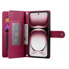 For OPPO Reno12 Global Nine Card-slot Zipper Wallet Bag Leather Phone Case(Red) - 3