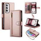 For OPPO Reno12 Global Nine Card-slot Zipper Wallet Bag Leather Phone Case(Pink) - 1