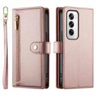 For OPPO Reno12 Global Nine Card-slot Zipper Wallet Bag Leather Phone Case(Pink) - 2