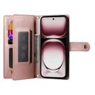 For OPPO Reno12 Global Nine Card-slot Zipper Wallet Bag Leather Phone Case(Pink) - 3