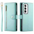 For OPPO Reno12 Global Nine Card-slot Zipper Wallet Bag Leather Phone Case(Mint Green) - 2