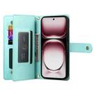 For OPPO Reno12 Global Nine Card-slot Zipper Wallet Bag Leather Phone Case(Mint Green) - 3