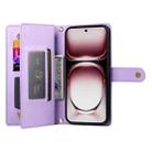 For OPPO Reno12 Global Nine Card-slot Zipper Wallet Bag Leather Phone Case(Purple) - 3
