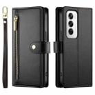 For OPPO Reno12 Global Nine Card-slot Zipper Wallet Bag Leather Phone Case(Black) - 2