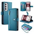 For OPPO Reno12 Global Nine Card-slot Zipper Wallet Bag Leather Phone Case(Blue) - 1