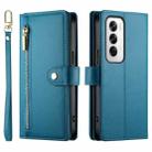 For OPPO Reno12 Global Nine Card-slot Zipper Wallet Bag Leather Phone Case(Blue) - 2